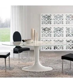 Tavolo Imperial Con Piano Ellittico.