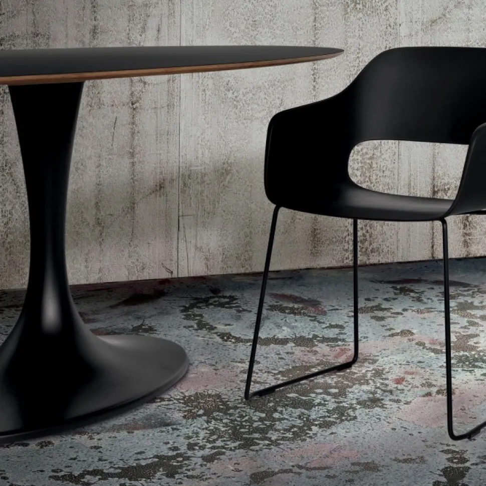 Tavolo In Stile Toulip Con Basamento In Minerlmarmo E Piano Ovalelaminato, Impiallacciato O Vetro L.209X116 H.76 (200X116 In Vetro)