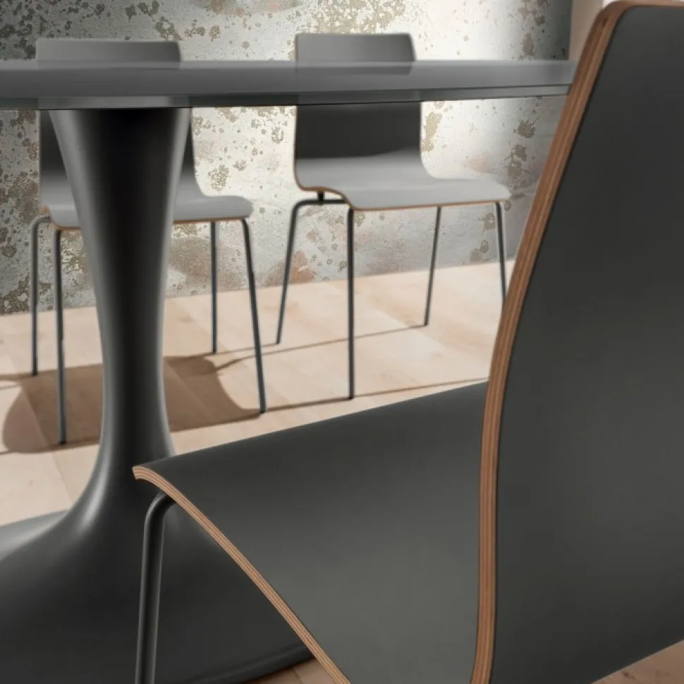 Tavolo In Stile Toulip Con Basamento In Minerlmarmo E Piano Ovalelaminato, Impiallacciato O Vetro L.209X116 H.76 (200X116 In Vetro)