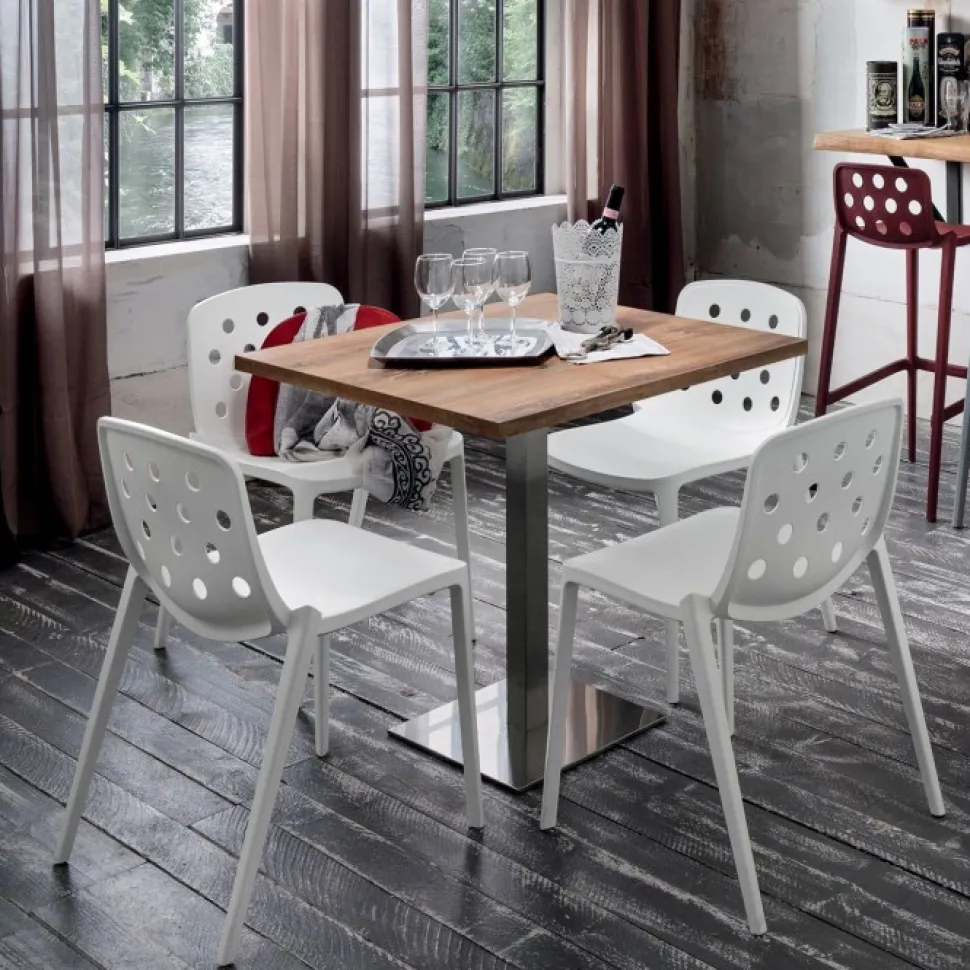 Tavolo Quadrato Per Bar E Ristoranti Con Base In Inox, Misu80X80 E 90X90