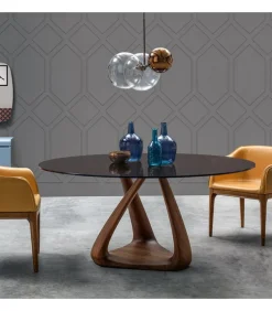 Tavolo Rizoma Con Piano Rotondo.