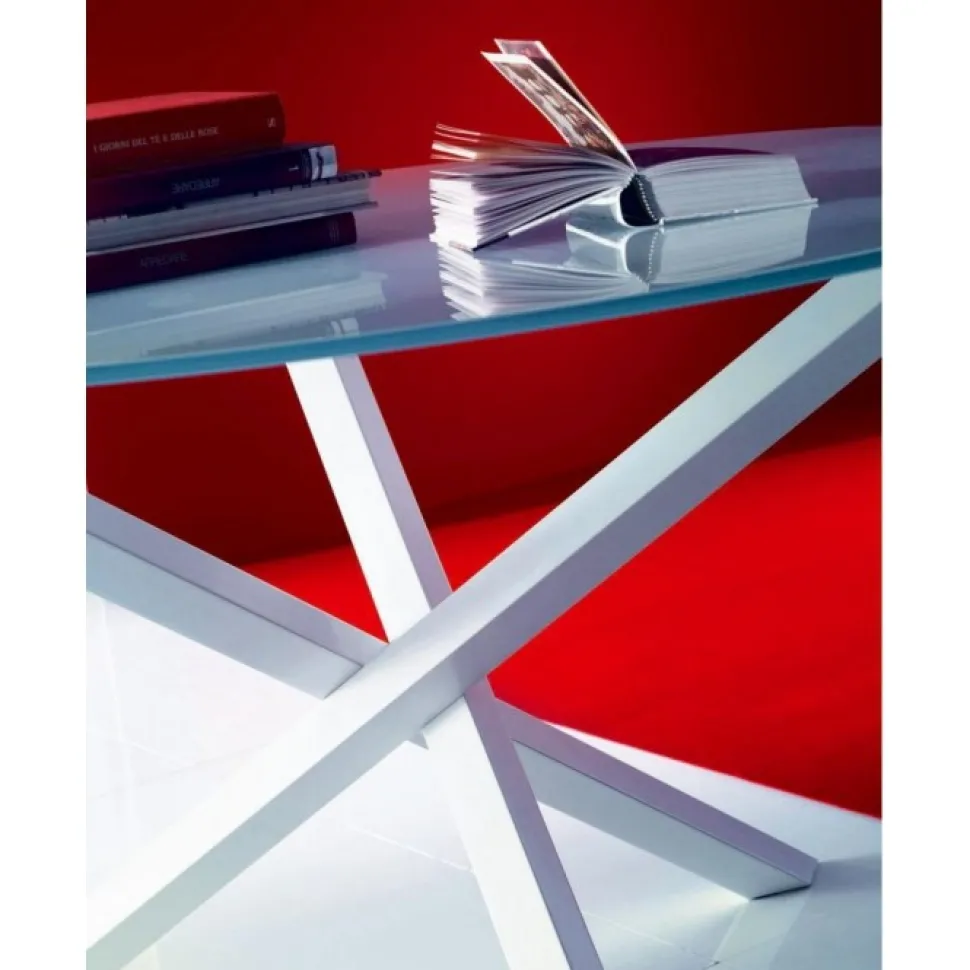 Tavolo Rotondo Fisso Trio, Metallo E Vetro Anche Antigraffio