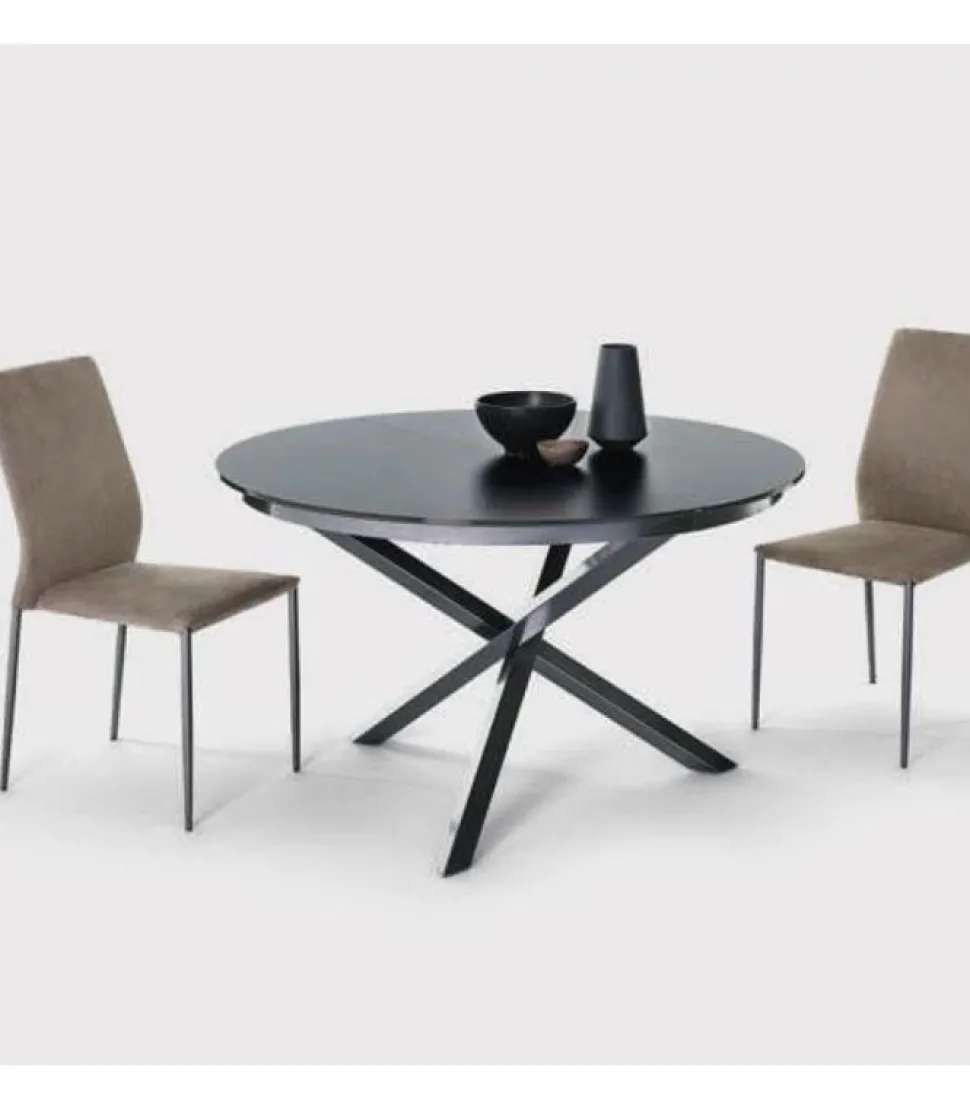 Tavolo Rotondo Fisso Trio, Metallo E Vetro Anche Antigraffio