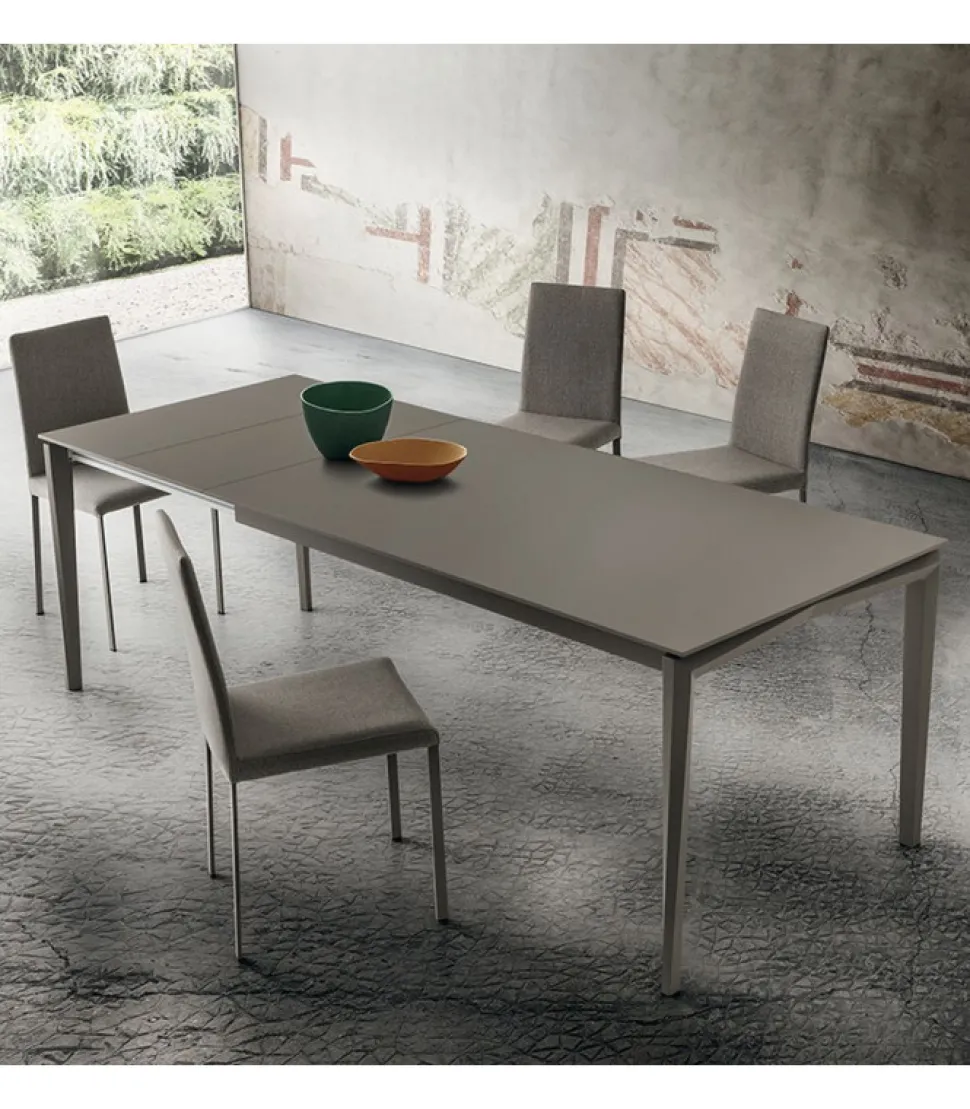 Tavolo Superallungabile Con 3 Allunghe, Piano In Hpl E Fenix E Gambe In Metallo Verniciato - Da 138 E 160 Cm. - Art.138S