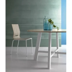 Tavolo Tondo Thor Con Basamento In Metallo Verniciato A Polveri