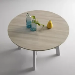 Tavolo Tondo Thor Con Basamento In Metallo Verniciato A Polveri