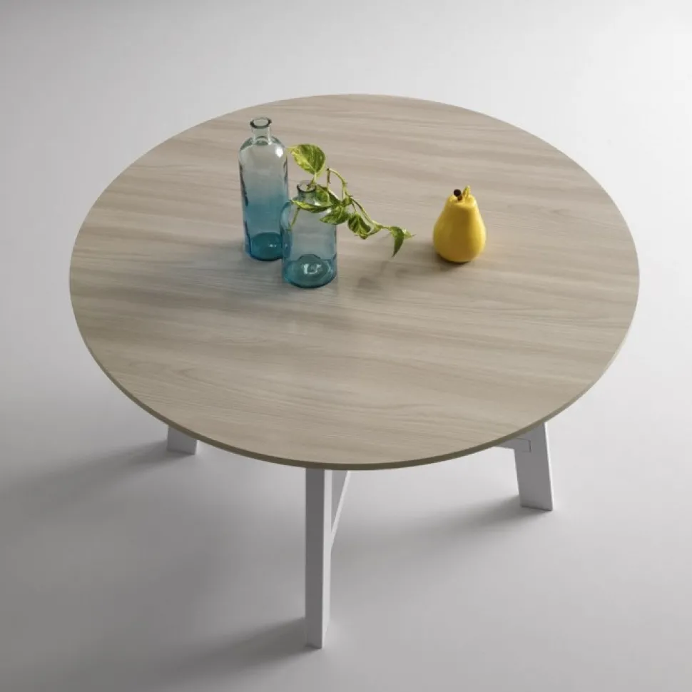 Tavolo Tondo Thor Con Basamento In Metallo Verniciato A Polveri