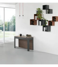 Tavolo-Consolle Allungabile Con Struttura In Lamina D'Acciaio Verniciata