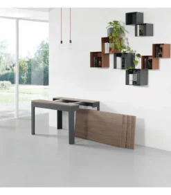 Tavolo-Consolle Allungabile Con Struttura In Lamina D'Acciaio Verniciata