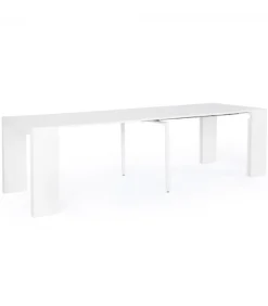 Tavolo-Consolle Daniel Bianco 45/270X90 Struttura In Mdf Laccato Opaco Con Supporto Centrale In Acciaio