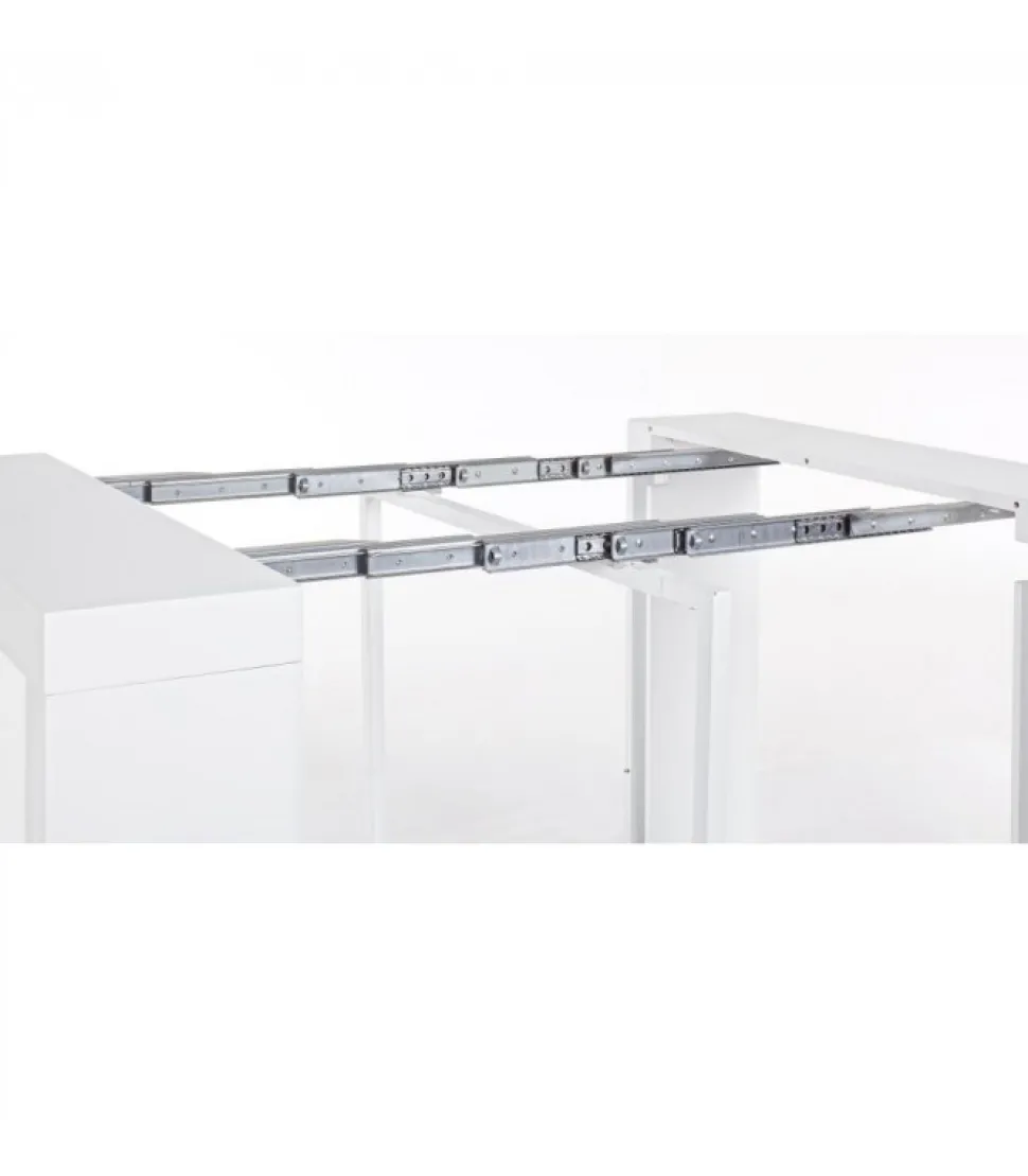 Tavolo-Consolle Daniel Bianco 45/270X90 Struttura In Mdf Laccato Opaco Con Supporto Centrale In Acciaio