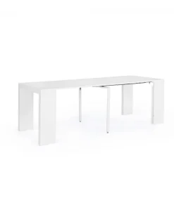 Tavolo-Consolle Daniel Bianco 45/270X90 Struttura In Mdf Laccato Opaco Con Supporto Centrale In Acciaio